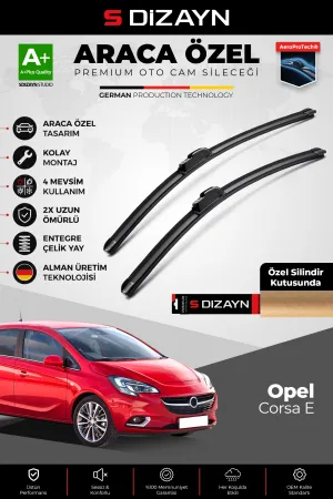 S-Dizayn Opel Corsa E Ön Cam Silecek Seti 2014-2019 Premium Araca Özel 65-40 Cm  A+ Kalite