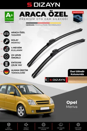 S-Dizayn Opel Meriva Ön Cam Silecek Seti 2003-2010 Premium Araca Özel 60-60 Cm  A+ Kalite