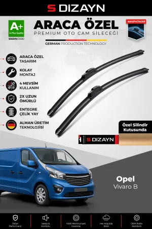 S-Dizayn Opel Vivaro B Ön Cam Silecek Seti 2014-2019 Premium Araca Özel 65-48 Cm  A+ Kalite