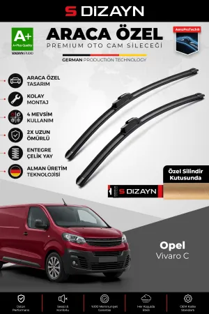 S-Dizayn Opel Vivaro C Ön Cam Silecek Seti 2019 Üzeri Premium Araca Özel 65-48 Cm  A+ Kalite