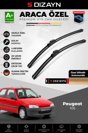S-Dizayn Peugeot 106 Ön Cam Silecek Seti 1995-2005 Premium Araca Özel 50-45 Cm  A+ Kalite