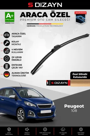 S-Dizayn Peugeot 108 Ön Cam Silecek Seti 2014 Üzeri Premium Araca Özel 65 Cm  A+ Kalite