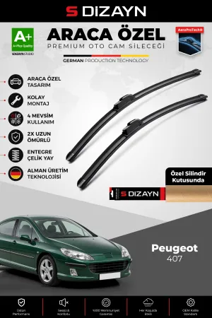 S-Dizayn Peugeot 407 Ön Cam Silecek Seti 2004-2011 Premium Araca Özel 70-70 Cm  A+ Kalite