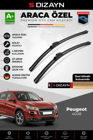S-Dizayn Peugeot 4008 Ön Cam Silecek Seti 2012-2017 Premium Araca Özel 60-53 Cm  A+ Kalite