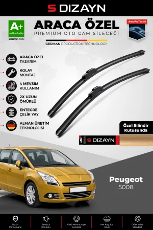 S-Dizayn Peugeot 5008 Ön Cam Silecek Seti 2009-2017 Premium Araca Özel 75-70 Cm  A+ Kalite