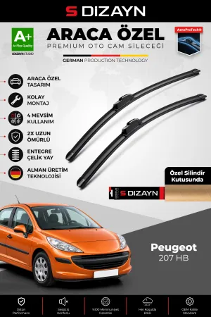 S-Dizayn Peugeot 207 Hb Ön Cam Silecek Seti 2006-2012 Premium Araca Özel 65-43 Cm  A+ Kalite
