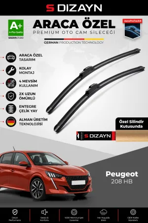 S-Dizayn Peugeot 208 HB Ön Cam Silecek Seti 2019 Üzeri Premium Araca Özel 65-40 Cm  A+ Kalite