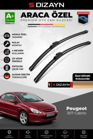 S-Dizayn Peugeot 307 Cabrio Ön Cam Silecek Seti 2003-2005 Premium Araca Özel 70-60 Cm  A+ Kalite