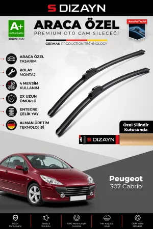 S-Dizayn Peugeot 307 Cabrio Ön Cam Silecek Seti 2005-2009 Premium Araca Özel 70-65 Cm  A+ Kalite