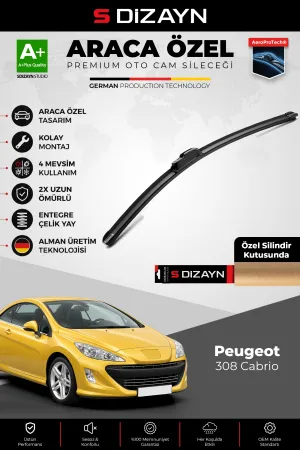 S-Dizayn Peugeot 308 Cabrio Ön Cam Silecek Seti 2009-2015 Premium Araca Özel 75 Cm  A+ Kalite