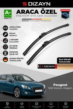 S-Dizayn Peugeot 508 Station Wagon Ön Cam Silecek Seti 2010-2018 Premium Araca Özel 65-65 Cm  A+ Kalite