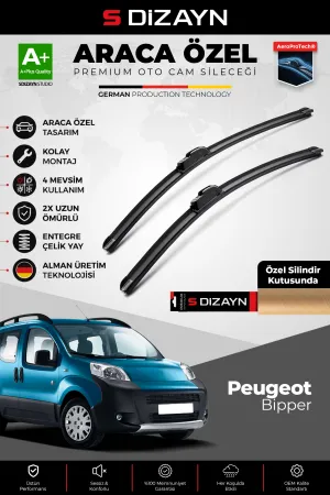 S-Dizayn Peugeot Bipper Ön Cam Silecek Seti 2008 Üzeri Premium Araca Özel 65-48 Cm  A+ Kalite