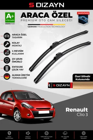 S-Dizayn Renault Clio 3 Hb Ön Cam Silecek Seti 2005-2012 Premium Araca Özel 60-40 Cm  A+ Kalite