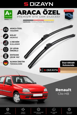 S-Dizayn Renault Clio Hb Ön Cam Silecek Seti 1994-1998 Premium Araca Özel 50-50 Cm  A+ Kalite