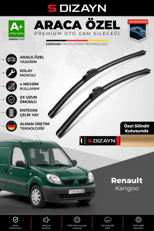 S-Dizayn Renault Kangoo Ön Cam Silecek Seti 1997-2007 Premium Araca Özel 50-50 Cm  A+ Kalite