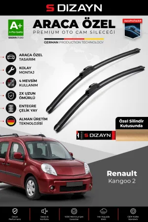 S-Dizayn Renault Kangoo 2 Ön Cam Silecek Seti 2007-2020 Premium Araca Özel 55-55 Cm  A+ Kalite