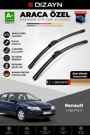 S-Dizayn Renault Laguna 2 Ön Cam Silecek Seti 2001-2007 Premium Araca Özel 60-50 Cm  A+ Kalite