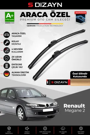 S-Dizayn Renault Megane 2 Ön Cam Silecek Seti 2002-2006 Premium Araca Özel 60-45 Cm  A+ Kalite