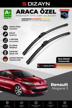 S-Dizayn Renault Megane 3 Ön Cam Silecek Seti 2009-2016 Premium Araca Özel 60-40 Cm  A+ Kalite