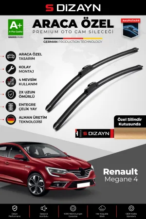 S-Dizayn Renault Megane 4 Ön Cam Silecek Seti 2016 Üzeri Premium Araca Özel 60-45 Cm  A+ Kalite