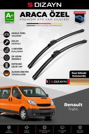 S-Dizayn Renault Trafic Ön Cam Silecek Seti 2001-2014 Premium Araca Özel 60-53 Cm  A+ Kalite