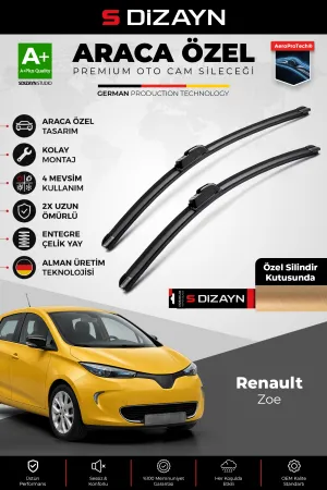 S-Dizayn Renault Zoe Ön Cam Silecek Seti 2013 Üzeri Premium Araca Özel 60-35 Cm  A+ Kalite