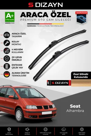 S-Dizayn Seat Alhambra Ön Cam Silecek Seti 2001-2010 Premium Araca Özel 70-70 Cm  A+ Kalite