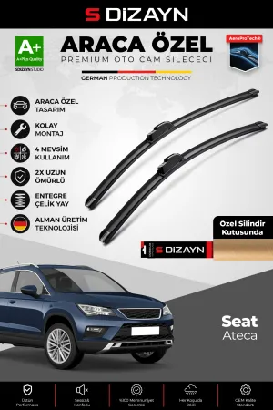 S-Dizayn Seat Ateca Ön Cam Silecek Seti 2016 Üzeri Premium Araca Özel 65-45 Cm  A+ Kalite