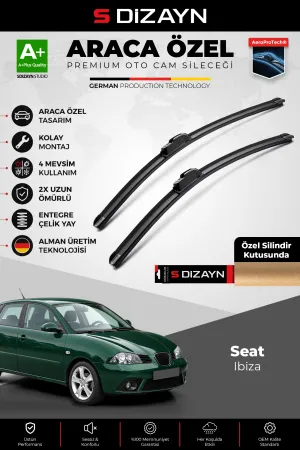 S-Dizayn Seat Ibiza Ön Cam Silecek Seti 2006-2008 Premium Araca Özel 53-48 Cm  A+ Kalite