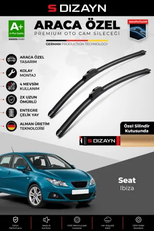 S-Dizayn Seat Ibiza Ön Cam Silecek Seti 2008-2012 Premium Araca Özel 60-40 Cm  A+ Kalite