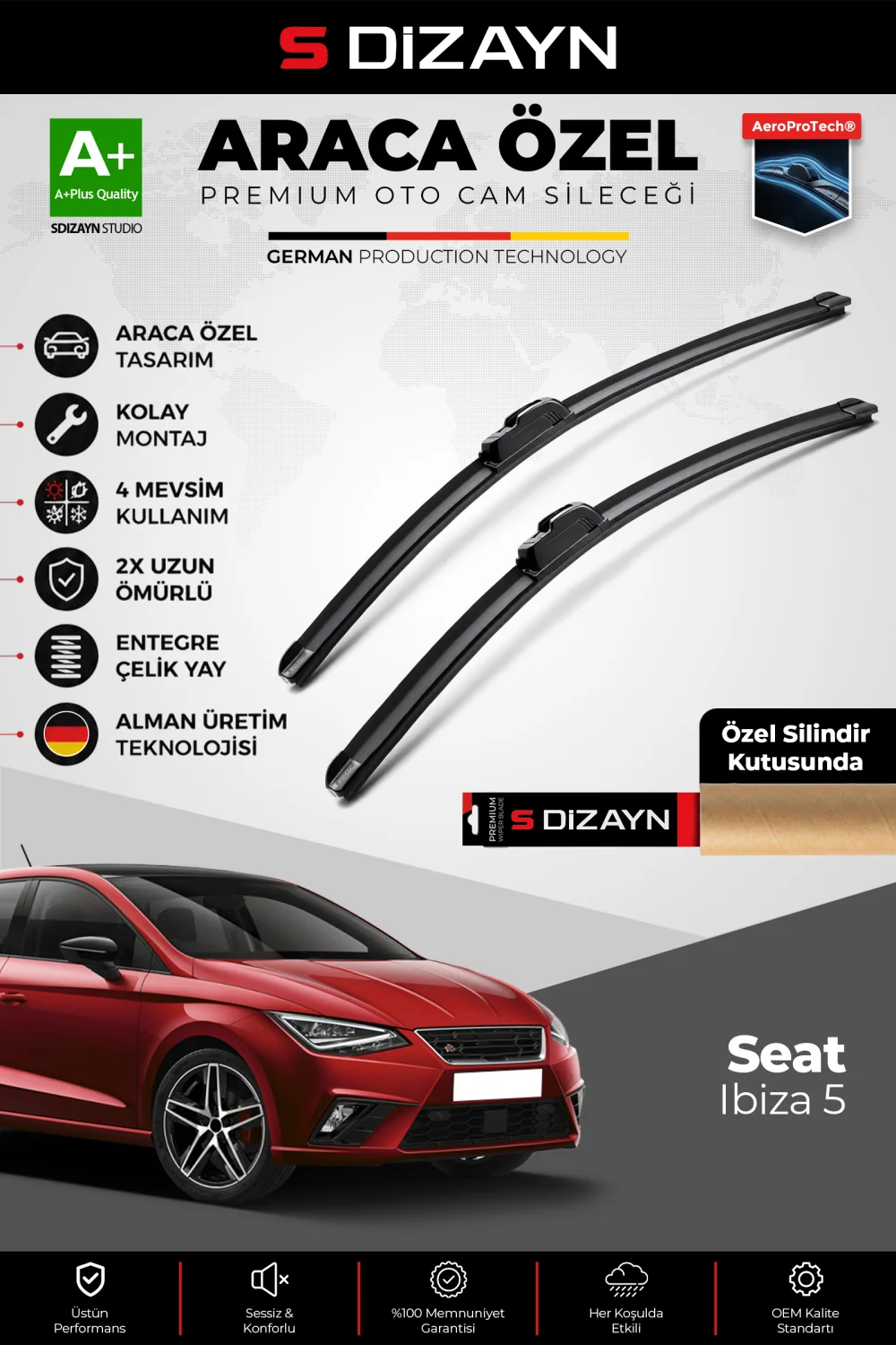 Seat Ibiza Ön Cam Silecek Seti 2017 Üzeri Premium Araca Özel 65-40 Cm  A+ Kalite
