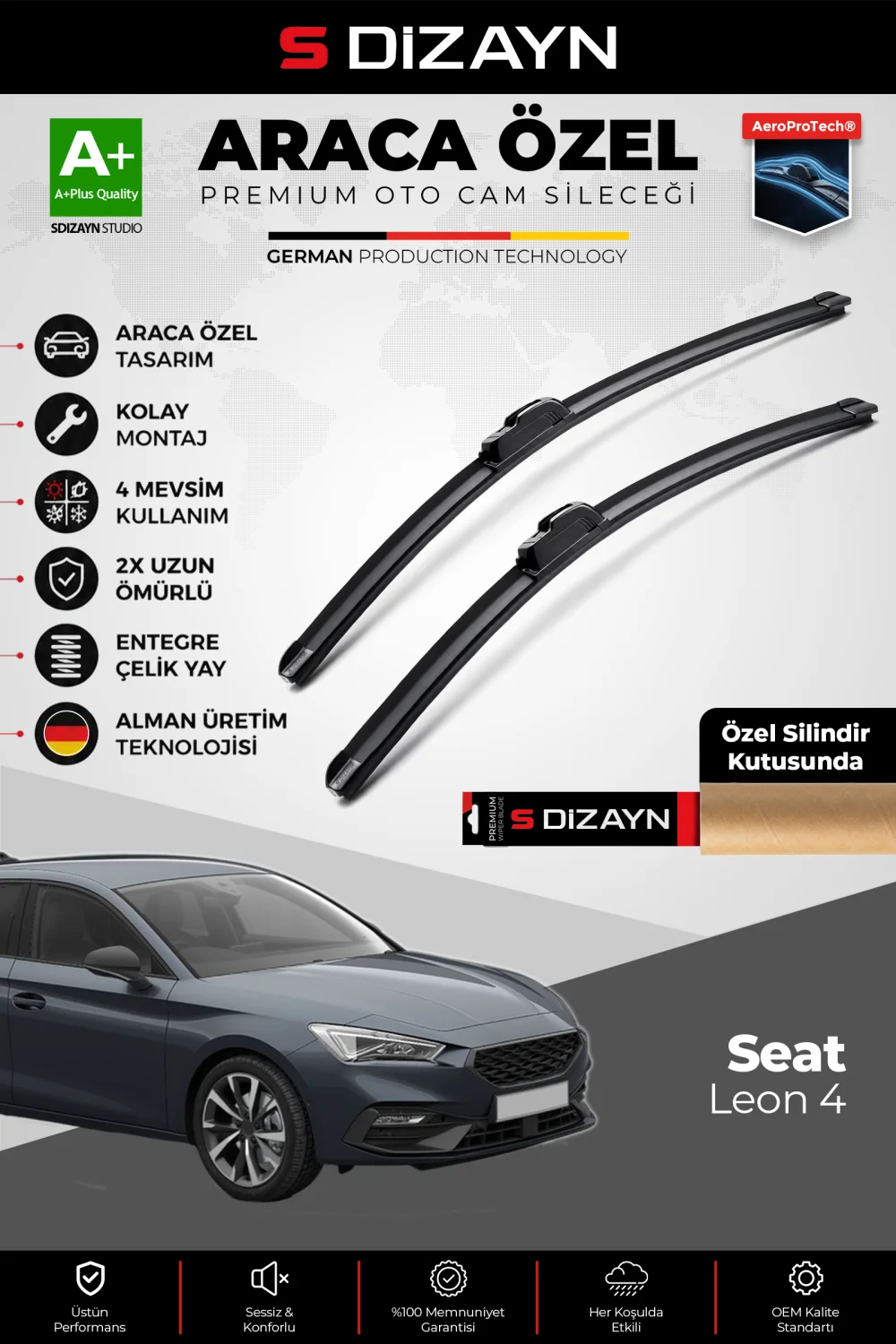 Seat Leon Ön Cam Silecek Seti 2020 Üzeri Premium Araca Özel 65-45 Cm  A+ Kalite