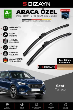 S-Dizayn Seat Tarraco Ön Cam Silecek Seti 2018 Üzeri Premium Araca Özel 65-55 Cm  A+ Kalite