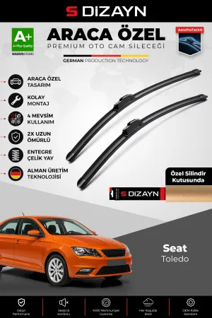 S-Dizayn Seat Toledo Ön Cam Silecek Seti 2012-2019 Premium Araca Özel 60-40 Cm  A+ Kalite