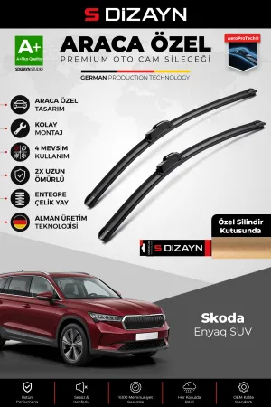S-Dizayn Skoda Enyaq SUV Ön Cam Silecek Seti 2025 Üzeri Premium Araca Özel 65-45 Cm  A+ Kalite