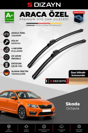 S-Dizayn Skoda Octavia Ön Cam Silecek Seti 2012-2020 Premium Araca Özel 60-45 Cm  A+ Kalite