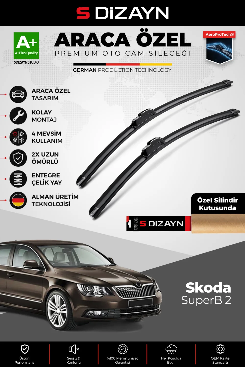 Skoda SuperB Ön Cam Silecek Seti 2008-2015 Premium Araca Özel 60-45 Cm  A+ Kalite