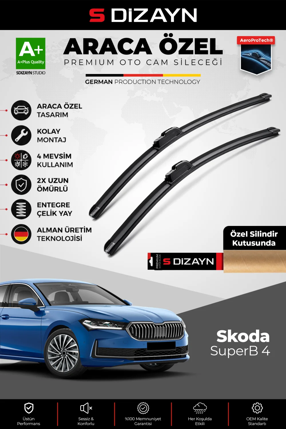 Skoda SuperB Ön Cam Silecek Seti 2023 Üzeri Premium Araca Özel 65-45 Cm  A+ Kalite