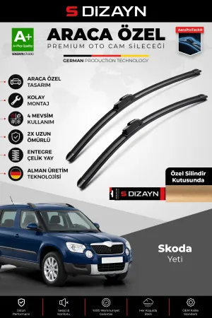 S-Dizayn Skoda Yeti Ön Cam Silecek Seti 2009-2017 Premium Araca Özel 60-48 Cm  A+ Kalite