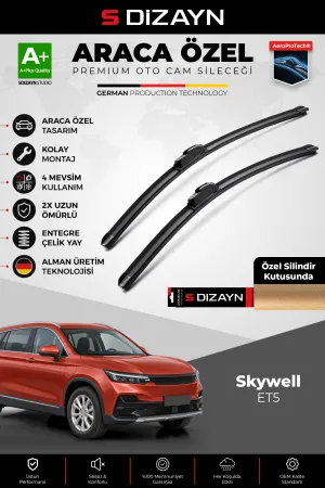 S-Dizayn Skywell Et5 Ön Cam Silecek Seti 2021 Üzeri Premium Araca Özel 60-40 Cm  A+ Kalite