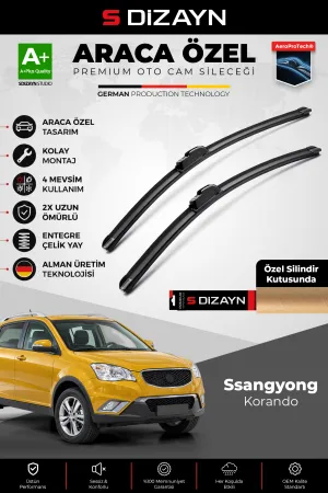 S-Dizayn Ssangyong Korando Ön Cam Silecek Seti 2010-2019 Premium Araca Özel 60-40 Cm  A+ Kalite