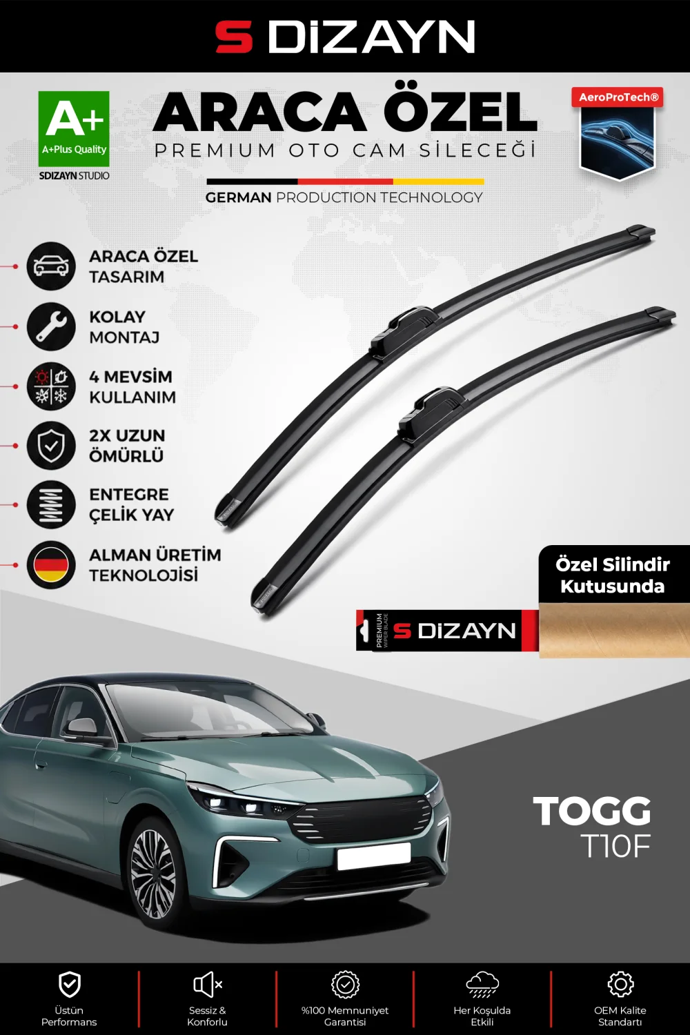 Togg T10F Ön Cam Silecek Seti 2025 Üzeri Premium Araca Özel 65-48 Cm  A+ Kalite