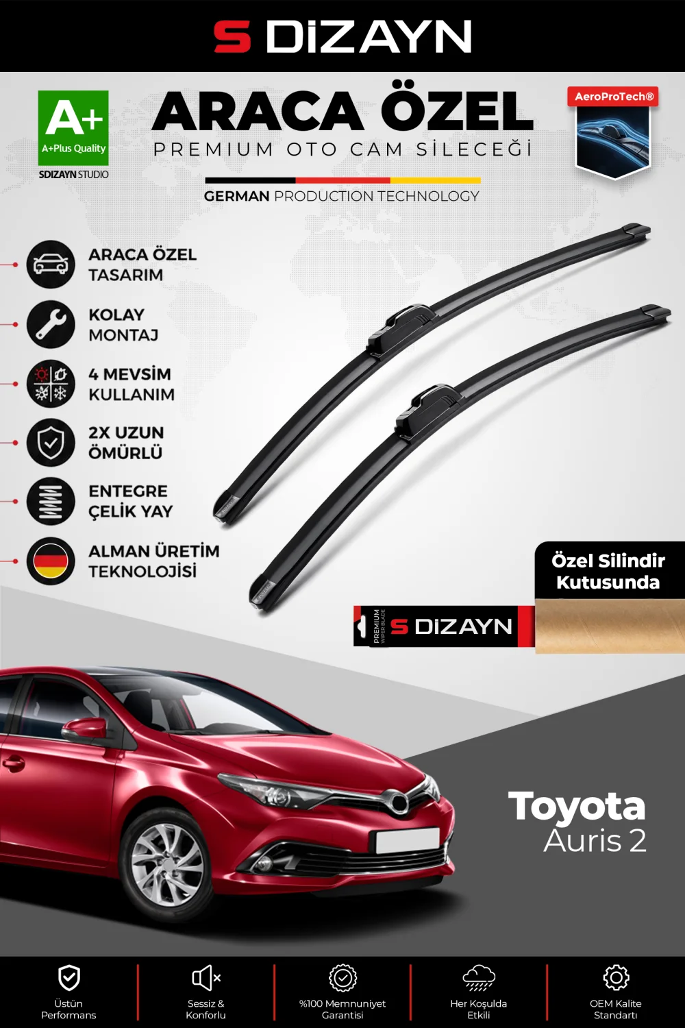 Toyota Auris Ön Cam Silecek Seti 2012-2018 Premium Araca Özel 65-35 Cm  A+ Kalite