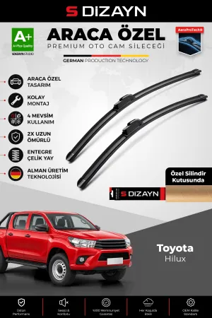 S-Dizayn Toyota Hilux Ön Cam Silecek Seti 2015-2025 Premium Araca Özel 55-40 Cm  A+ Kalite