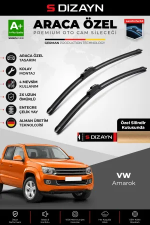 S-Dizayn Vw Amarok Ön Cam Silecek Seti 2010-2023 Premium Araca Özel 60-60 Cm  A+ Kalite
