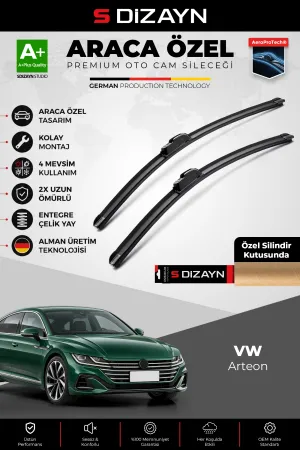 S-Dizayn Vw Arteon Ön Cam Silecek Seti 2017 Üzeri Premium Araca Özel 65-48 Cm  A+ Kalite