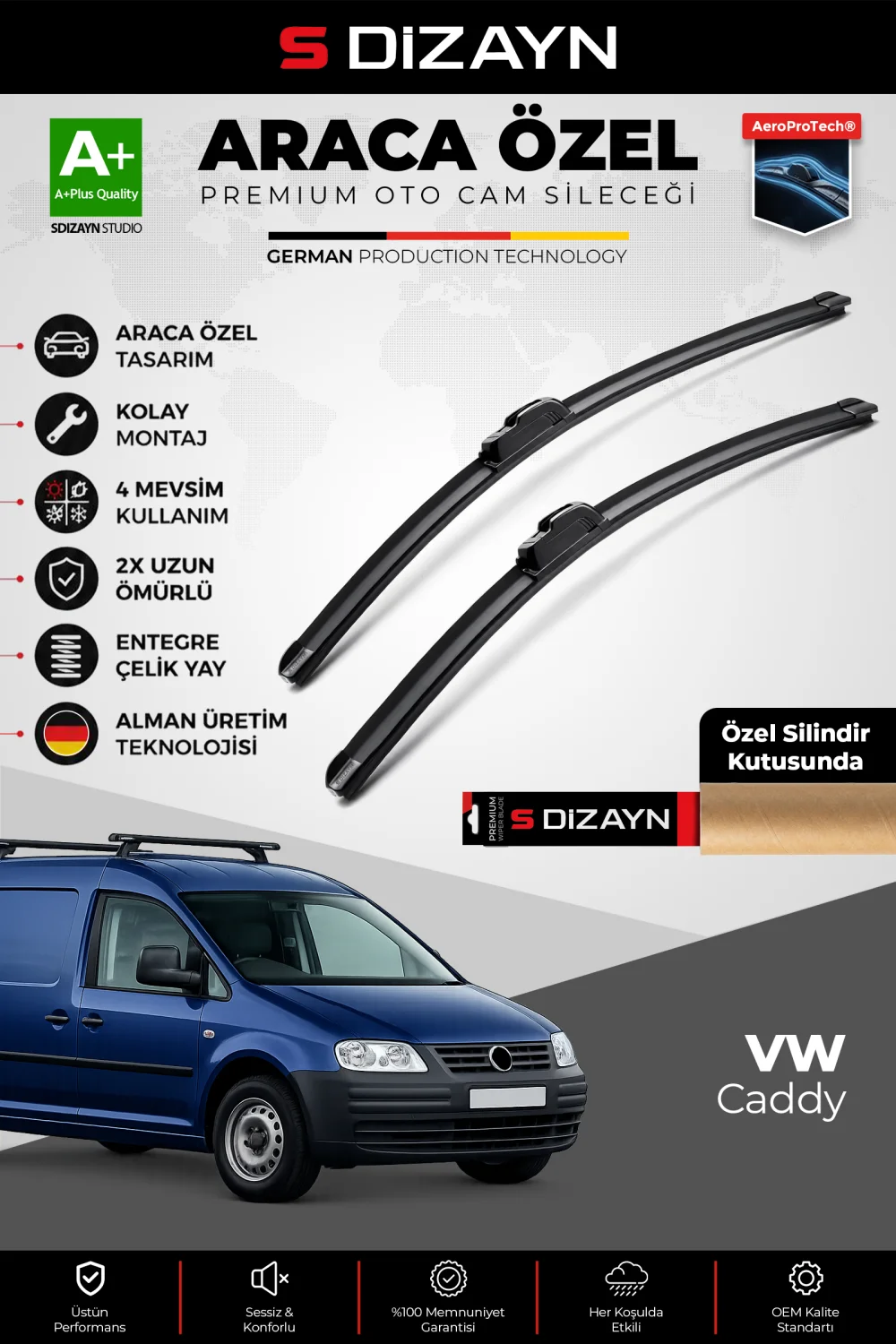 Drs Tuning Caddy Ön Cam Silecek Seti 2004-2006 Premium Araca Özel 60-45 Cm  A+ Kalite