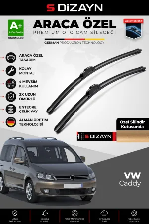 Volkswagen Caddy Ön Cam Silecek Seti 2006-2015 Premium Araca Özel 60-45 Cm A+ Kalite