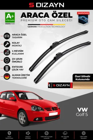 S-Dizayn Vw Golf 5 Ön Cam Silecek Seti 2004-2005 Premium Araca Özel 60-48 Cm  A+ Kalite