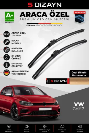 S-Dizayn Vw Golf 7 Ön Cam Silecek Seti 2012-2020 Premium Araca Özel 65-45 Cm  A+ Kalite